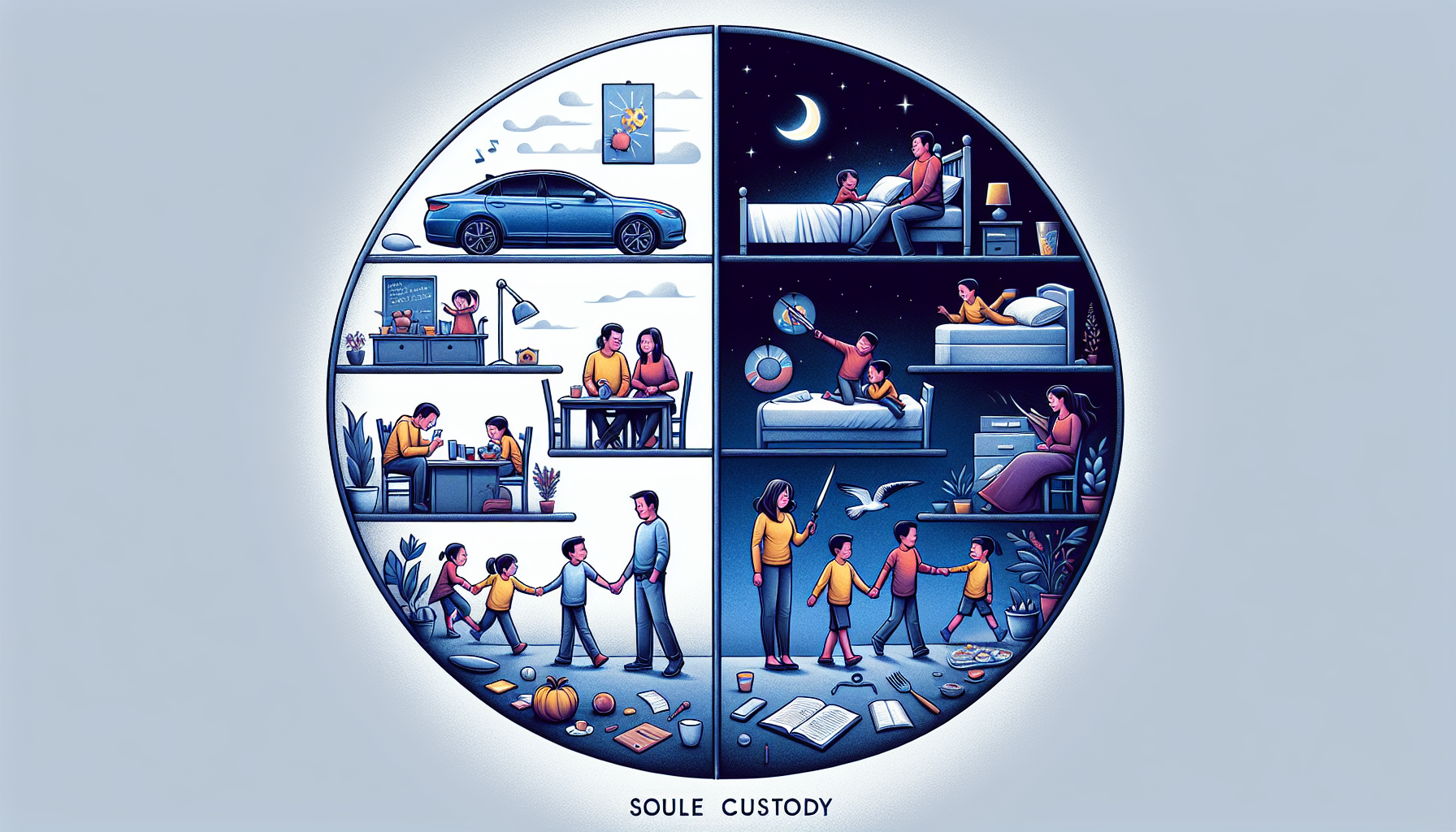 Illustration of joint and sole custody options