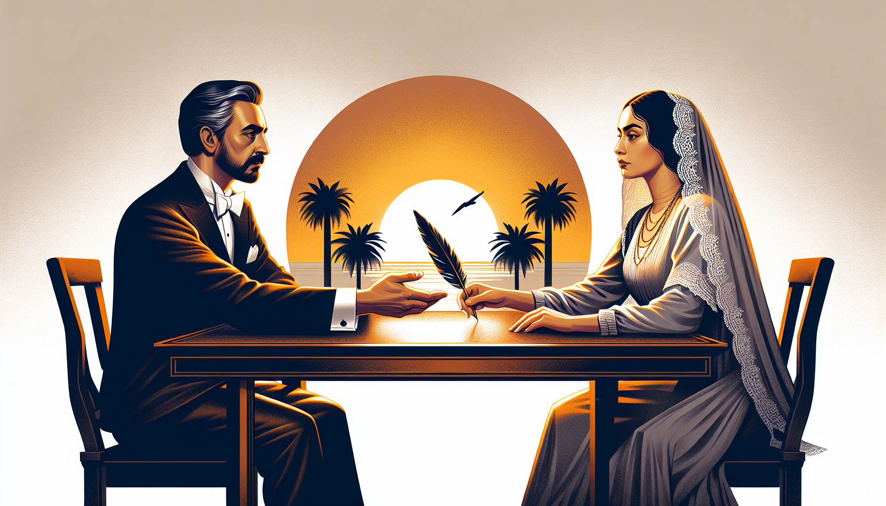 Illustration of a couple reaching a mutual agreement