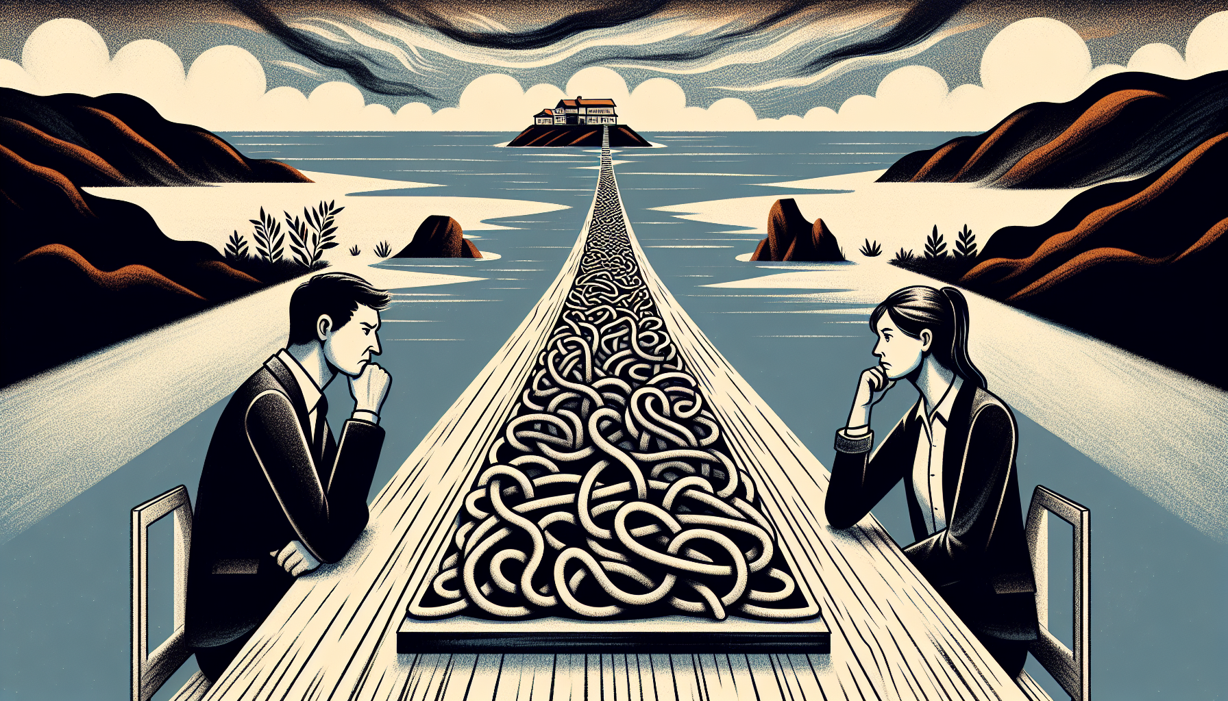 Illustration of a couple considering legal separation or divorce