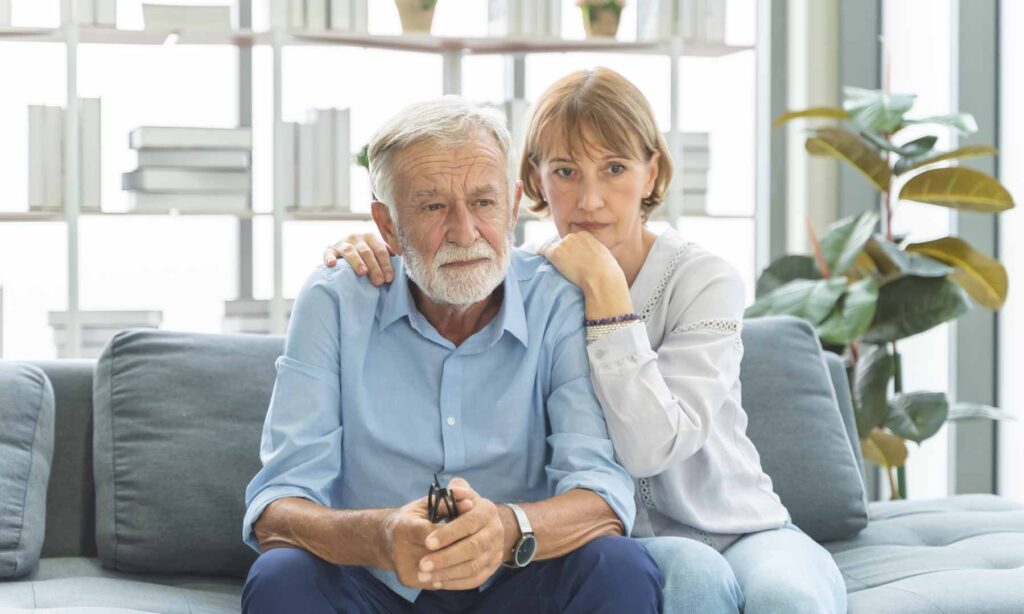 elder couple arguing over divorce