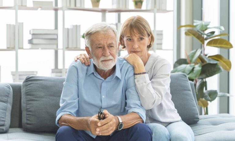 elder couple arguing over divorce