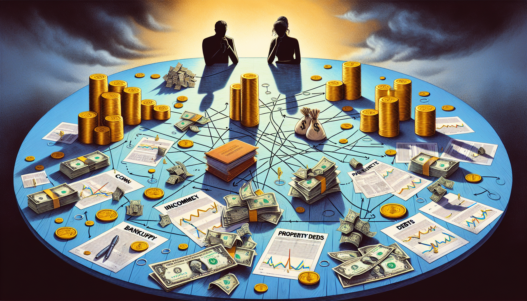Illustration of combined income, assets, and debts