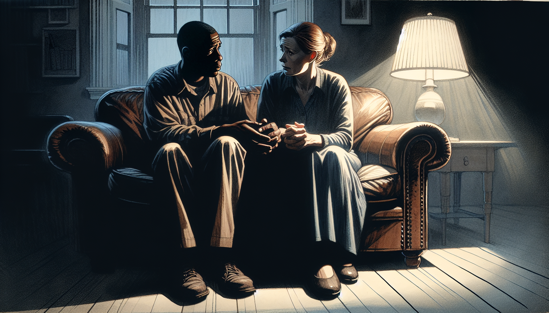 Illustration of a couple having a serious conversation