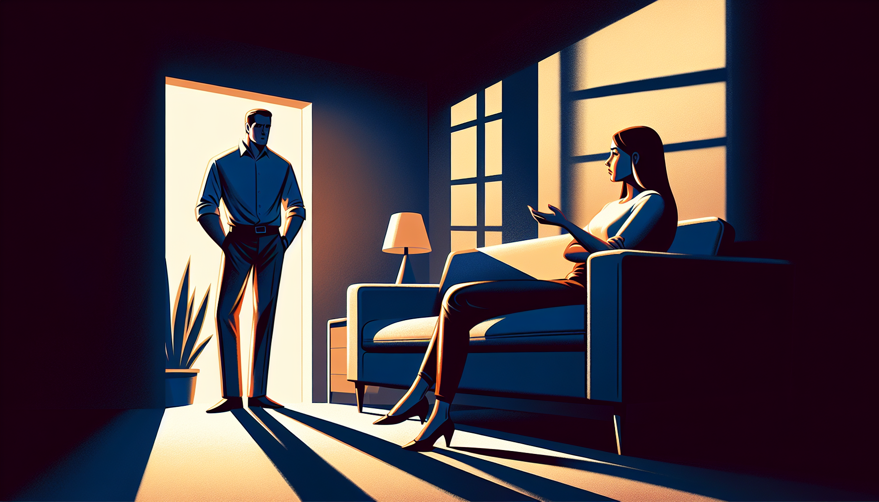 Illustration of a couple in distress