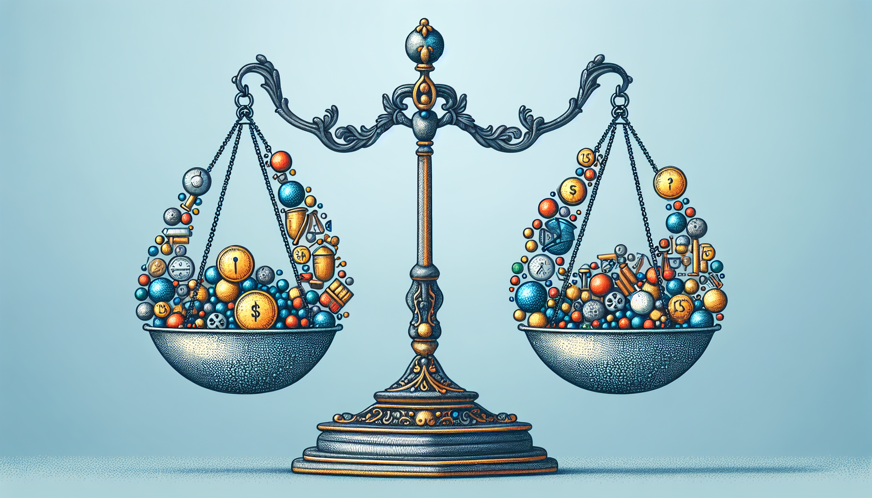 Illustration of a scale balancing spousal support with income and retirement benefits