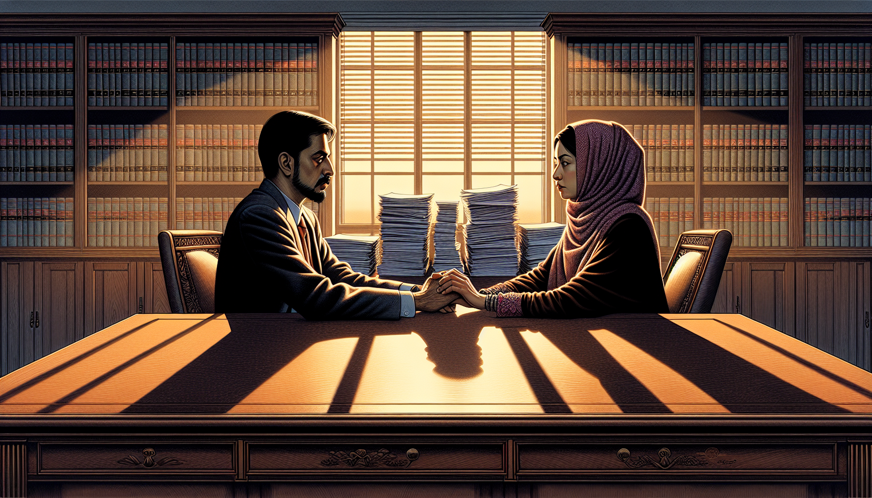 Illustration of a couple signing legal documents