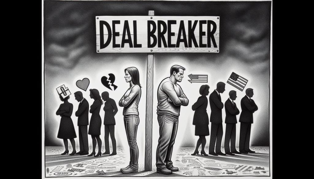An illustration highlighting the deal breakers in relationships due to political beliefs.
