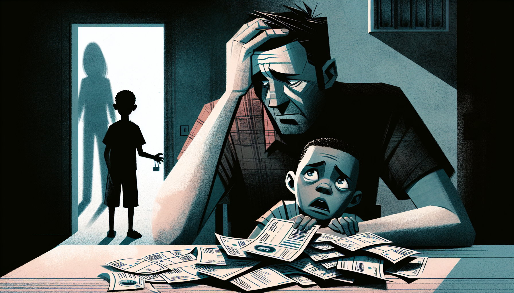 Illustration showing the consequences of failing to pay child support.