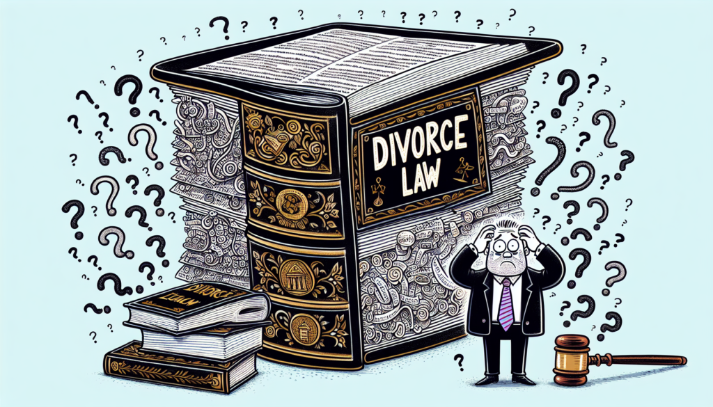 An illustration depicting a lawyer struggling with divorce law, symbolizing inexperience.