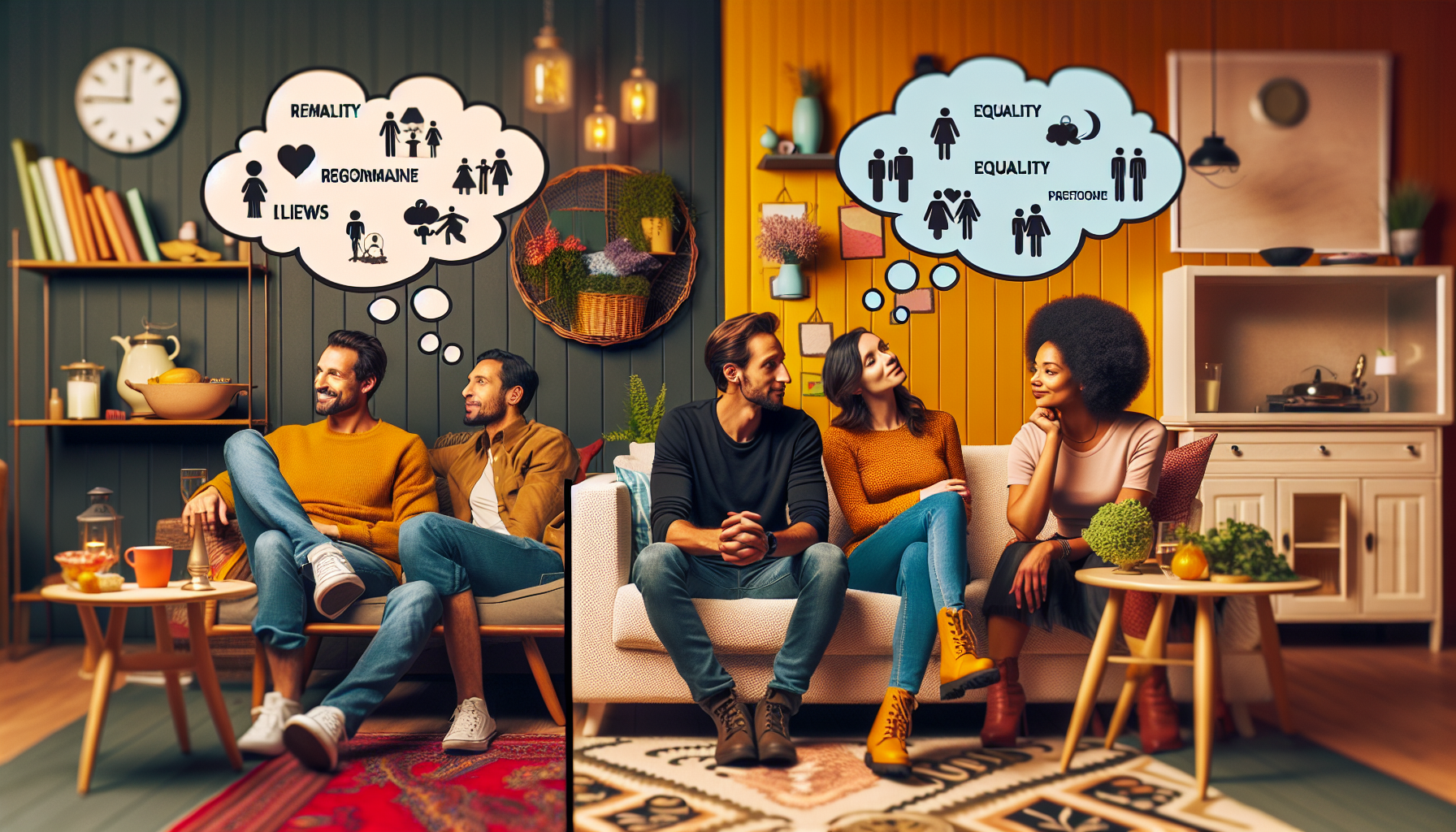 Illustration showing attitudes toward marriage among republicans and democrats.