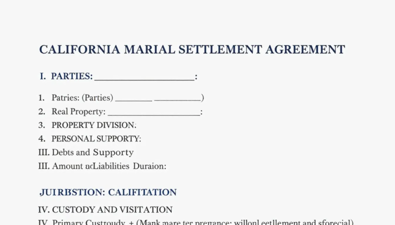 Overview of a California Marital Settlement Agreement.