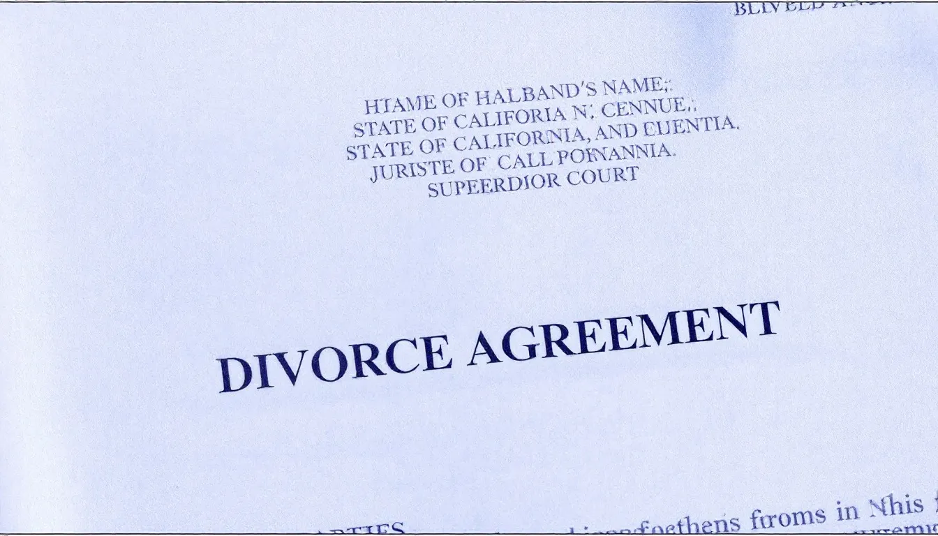 Components of a Sample Divorce Agreement in California.