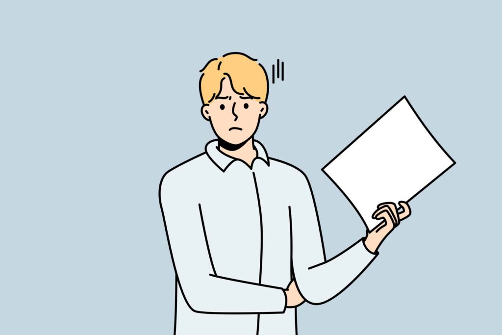 cartoon image of man confused by paperwork