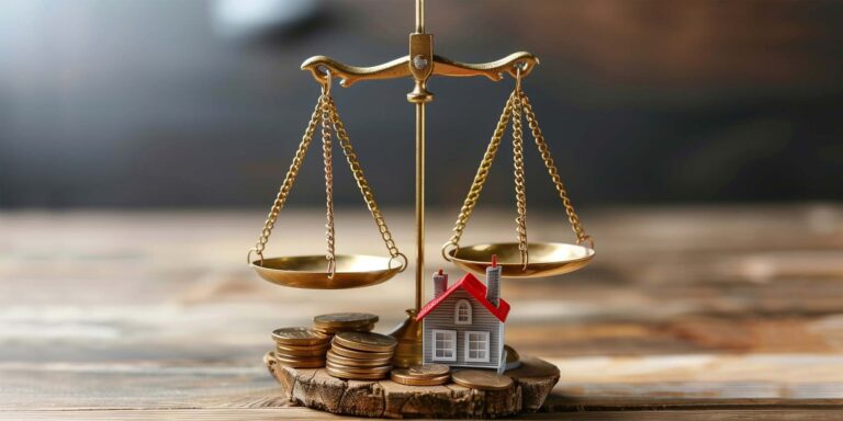 An illustration of property division and asset transfers post-divorce.