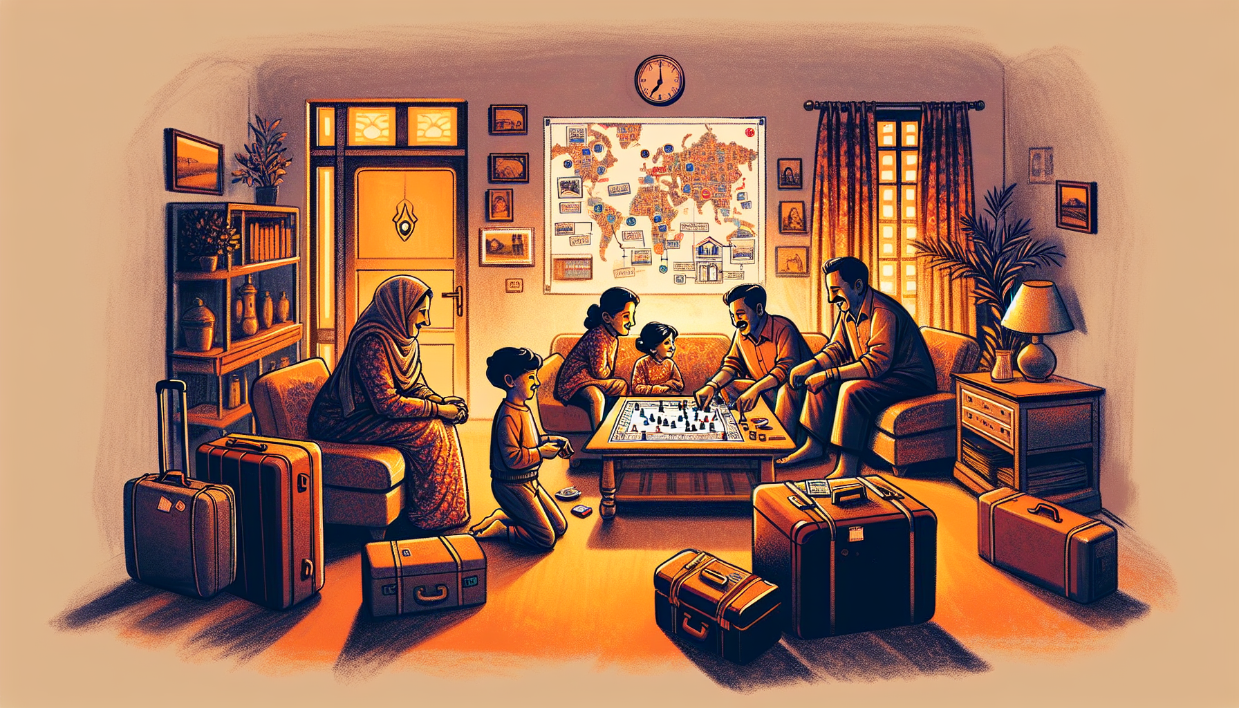 Living room with family members